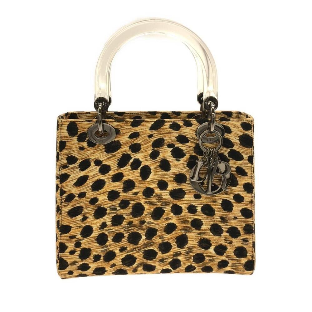 Christian Dior Lady Dior bag leopard transparent Clear handle Yellow
